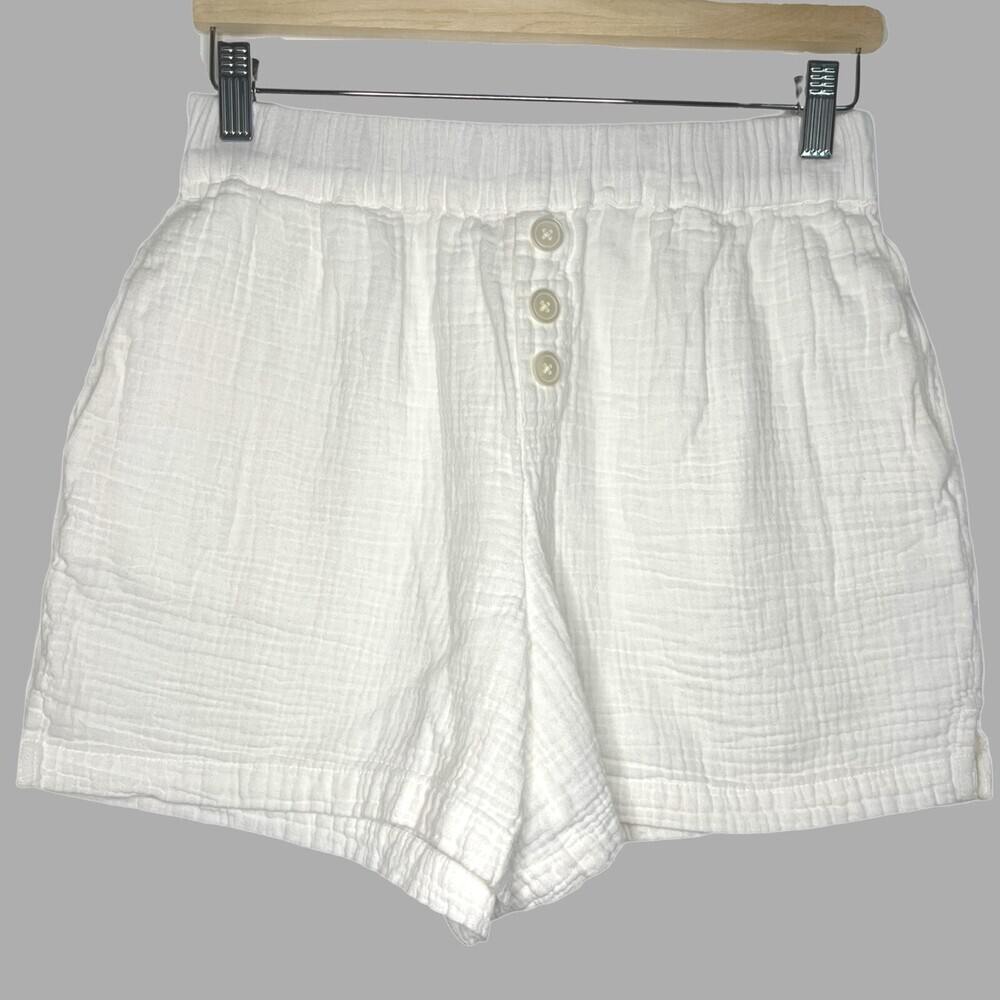 Madewell Lightestspun Oversized Pajama Shorts Women Small White Cotton Gauze